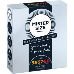 MISTER Kokokokeilupakkaus 53-57-60 kondomeja, 3 kpl