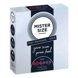 MISTER Kokokokeilupakkaus 60-64-69 kondomeja, 3 kpl