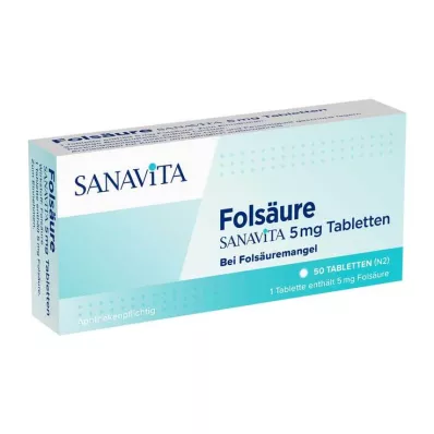 FOLSÄURE SANAVITA 5 mg tabletit, 50 kpl FOLSÄURE SANAVITA 5 mg tabletit, 50 kpl