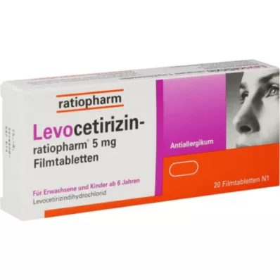 LEVOCETIRIZIN-ratiopharm 5 mg kalvopäällysteiset tabletit, 20 kpl