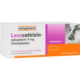 LEVOCETIRIZIN-ratiopharm 5 mg kalvopäällysteiset tabletit, 100 kpl