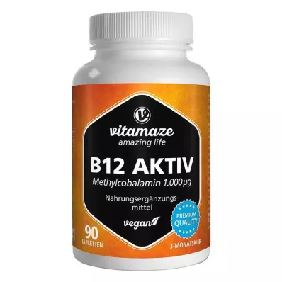 B12 Active 1000 µg vegaaniset tabletit, 90 kpl