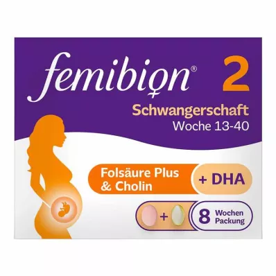 Femibion 2 raskaus 8 viikon pakkauksessa, jossa 56 tablettia ja kapselia, 2x56 kpl Femibion 2 raskaus 8 viikon pakkauksessa, jossa 56 tablettia ja kapselia, 2x56 kpl