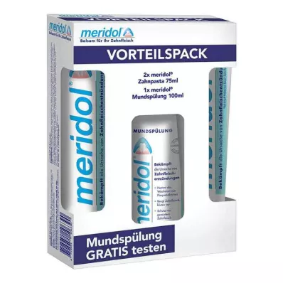 MERIDOL Hammastahna Advantage Pack + 100 ml huuhteluainetta, 2X75 ml