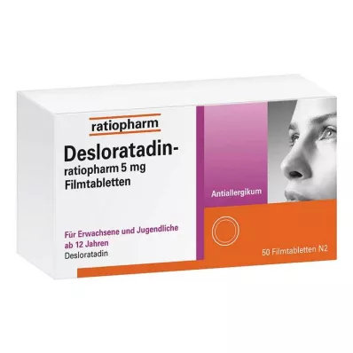 Desloratadine ratiopharm 5 mg kalvopäällysteiset tabletit, 50 kpl