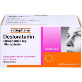 DESLORATADIN-ratiopharm 5 mg kalvopäällysteiset tabletit, 100 kpl