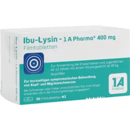 IBU-LYSIN 1A Pharma 400 mg kalvopäällysteiset tabletit, 50 kapselia