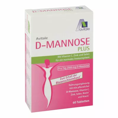 D-Mannose Plus 2000 mg tabletit vitamiinilla ja kivennäisaineella, 60 kpl