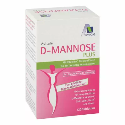 D-Mannose Plus 2000 mg tabletit vitamiinilla ja kivennäisaineella, 120 kpl