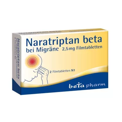 Naratriptan beeta migreeniin 2,5 mg kalvopäällysteiset tabletit, 2 kpl Naratriptan beeta migreeniin 2,5 mg kalvopäällysteiset tabletit, 2 kpl