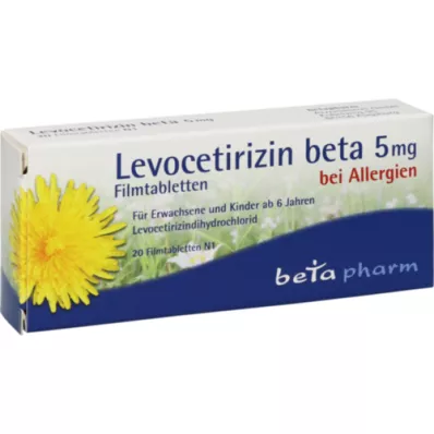 LEVOCETIRIZIN beeta 5 mg kalvopäällysteiset tabletit, 20 kpl