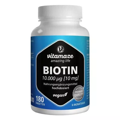 BIOTIN 10 mg suurannoksiset vegaaniset tabletit, 180 kpl