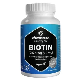 BIOTIN 10 mg suurannoksiset vegaaniset tabletit, 180 kpl