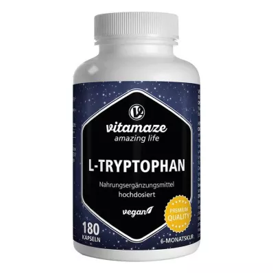 L-Tryptofaani 500 mg suuriannoksiset vegaanikapselit, 180 kpl L-Tryptofaani 500 mg suuriannoksiset vegaanikapselit, 180 kpl
