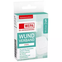 WEPA Haavasidos 7,2x5 cm steriili, 5 kpl