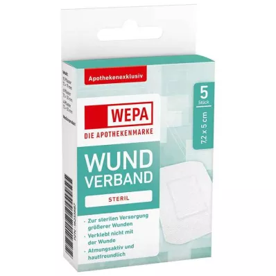 WEPA Haavasidos 7,2x5 cm steriili, 5 kpl WEPA Haavasidos 7,2x5 cm steriili, 5 kpl