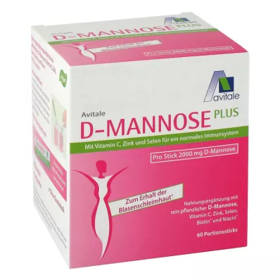 D-MANNOSE PLUS 2000 mg Vit. ja kivennäisaineita sisältävät tikut, 60X2.47 g D-MANNOSE PLUS 2000 mg Vit. ja kivennäisaineita sisältävät tikut, 60X2.47 g