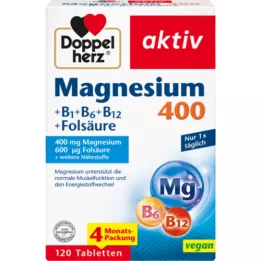 DOPPELHERZ Magnesium 400+B1+B6+B12+Foolihappo tbl, 120 kpl