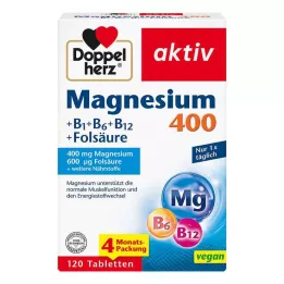 DOPPELHERZ Magnesium 400+B1+B6+B12+Foolihappo tbl, 120 kpl