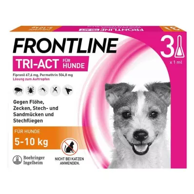 FRONTLINE Tri-Act-liuos tippumiseen koirille 5-10 kg, 3 kpl FRONTLINE Tri-Act-liuos tippumiseen koirille 5-10 kg, 3 kpl