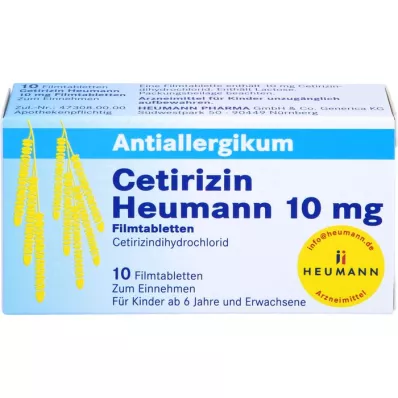 CETIRIZIN Heumann 10 mg kalvopäällysteiset tabletit, 10 kpl