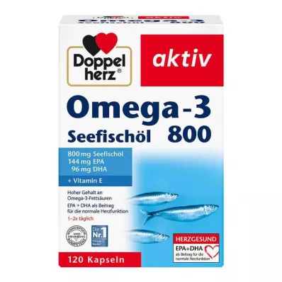 Doppelherz Omega-3 merikalaöljy 800 aktiivista kapselia, 120 kpl