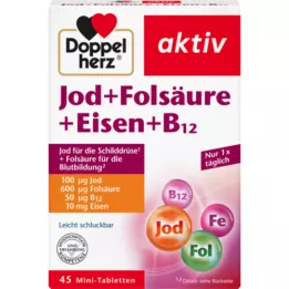 DOPPELHERZ Jodi+foolihappo+rauta+B12-tabletit, 45 kpl