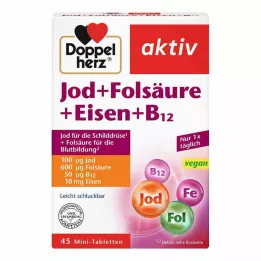 DOPPELHERZ Jodi+foolihappo+rauta+B12-tabletit, 45 kpl