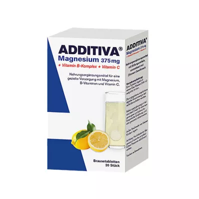 ADDITIVA Magnesium 375 mg+B-vitamiinikompleksi+C-vitamiini, 20X6 g