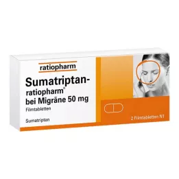 SUMATRIPTAN-ratiopharm migreeniin 50 mg kalvopäällysteiset tabletit, 2 kpl