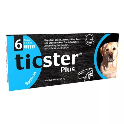 TICSTER Plus Spot-on-liuos yli 25 kg painavalle koiralle, 6X4.8ml