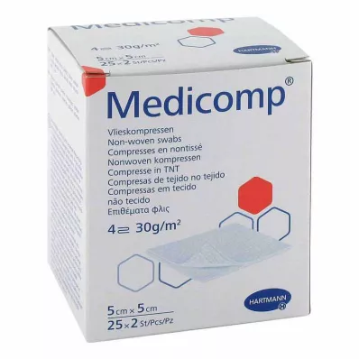 Medicomp fleece komp.steriili 5x5 cm 4-kerroksinen, 25x2 kpl Medicomp fleece komp.steriili 5x5 cm 4-kerroksinen, 25x2 kpl