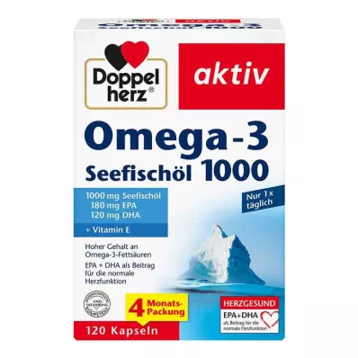 Doppelherz Omega-3 merikalaöljy 1000 kapselia, 120 kpl Doppelherz Omega-3 merikalaöljy 1000 kapselia, 120 kpl