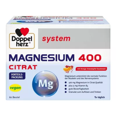 Doppelherz Magnesium 400 Sitraattijärjestelmän rakeet, 60 kpl