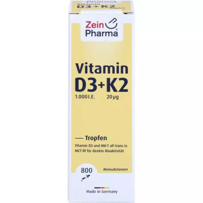 VITAMIN D3+K2 MK-7 tippaa suun kautta otettavaksi, suuri annos, 25 ml