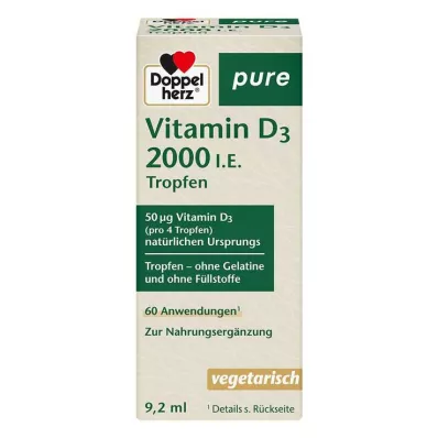 Doppelherz Vitamin D3 2000 IU puhdasta tippaa, 9,2 ml Doppelherz Vitamin D3 2000 IU puhdasta tippaa, 9,2 ml