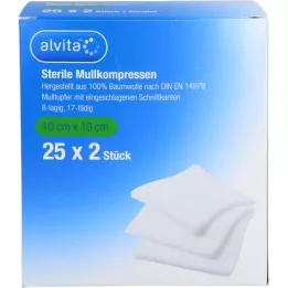 ALVITA Sideharsopakkaukset steriilit 10x10 cm, 25X2 kpl