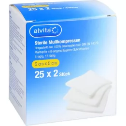 ALVITA Sideharsopakkaukset steriilit 5x5 cm, 25X2 kpl