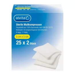 ALVITA Sideharsopakkaukset steriilit 5x5 cm, 25X2 kpl