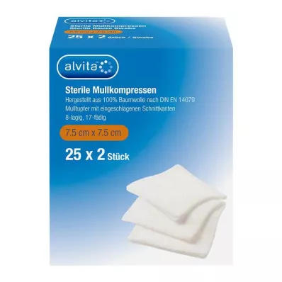 ALVITA Sideharsopakkaukset steriilit 7,5x7,5 cm, 25X2 kpl