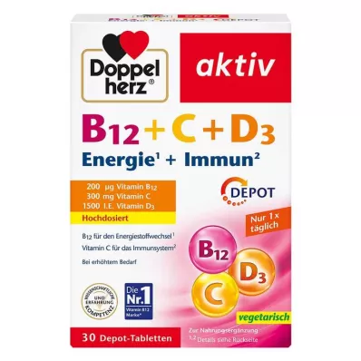 Doppelherz B12 + C + D3 depot aktiivitabletit, 30 kpl