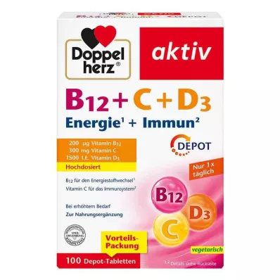Doppelherz B12 + C + D3 depot aktiivitabletit, 100 kpl