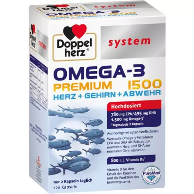 DOPPELHERZ Omega-3 Premium 1500 järjestelmän kapselit, 120 kapselia