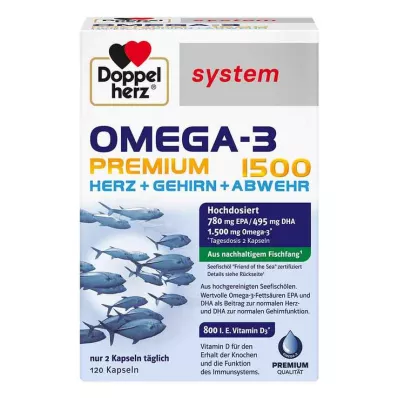 Doppelherz Omega-3 Premium 1500 järjestelmäkapselit, 120 kpl