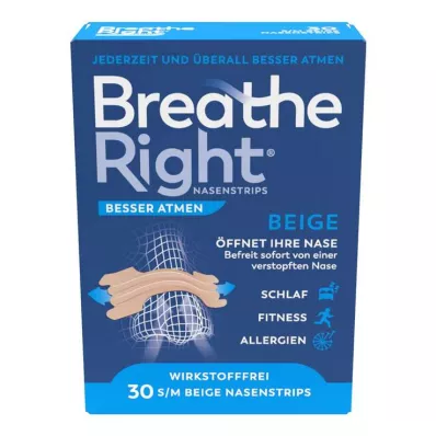 Hengitä paremmin Breathe Right® nenälaastarit normaali beige, 30 kpl Hengitä paremmin Breathe Right® nenälaastarit normaali beige, 30 kpl