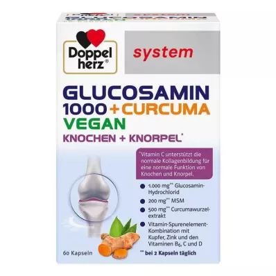 DOPPELHERZ Glukosamiini 1000+Curcuma vegaani syst.Kps., 60 kpl