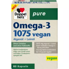 DOPPELHERZ Omega-3 1075 vegaanista puhdasta kapselia, 80 kpl