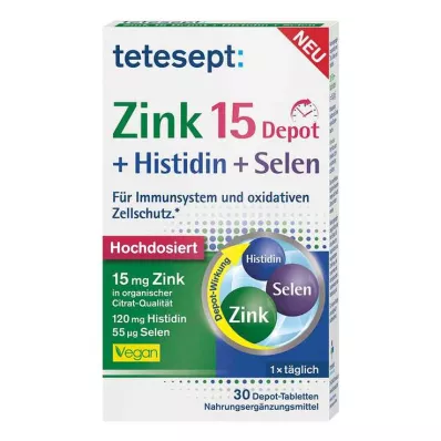 TETESEPT Sinkki 15 depot+histidiini+selenium kalvopäällysteiset tabletit, 30 kpl