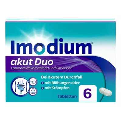 Imodium acute duo - akuuttiin ripuliin, johon liittyy ilmavaivoja, 6 kpl Imodium acute duo - akuuttiin ripuliin, johon liittyy ilmavaivoja, 6 kpl