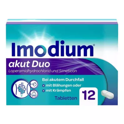 Imodium acute duo - akuuttiin ripuliin, johon liittyy ilmavaivoja, 12 kpl Imodium acute duo - akuuttiin ripuliin, johon liittyy ilmavaivoja, 12 kpl